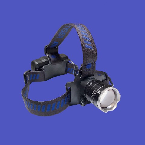 lampara para cabeza con zoom optico en color negro